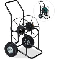 Relaxdays – Enrouleur tuyau arrosage mobile jusqu’à 80m – 2 roues – Métal noir – Connexion 1/2 et 3/4 pouces – Dimensions 94x66x52cm