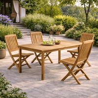 Conjunto de mesa de jardín de teca Frida 200 y 4 sillas Lisato