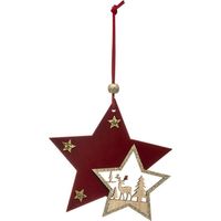Sujet de Noël Étoiles "Héritage" 20cm Rouge & Or