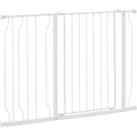Pawhut – Barrière de sécurité pour animaux – Longueur réglable 75-115 cm – Acier et ABS – Système d'ouverture double sens – Installation sans perçage