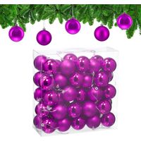 Relaxdays Palline di Natale, Set da 50 Palle Albero, Addobbi Natalizi, ∅ 6 cm, Sfere in Plastica Lucida e Opaca, Fucsia