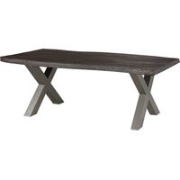Baumtisch Mango 200x100x77 grau lackiert / X-Beine silber matt FREEFORM 5