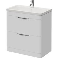 Oslo Gloss White 800mm 2 Drawer Vanity Unit with Anya Basin - 800mm - Oslo Standard Handle