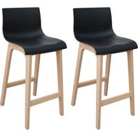 Mob-In – Lot de 4 tabourets de bar en chêne massif 65cm – Assise ergonomique avec repose-pieds – Style scandinave pour cuisine ou salle à manger