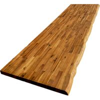 Plan de travail en acacia massif huilé L.250 x P.65 cm – Épaisseur 36 mm – Bord naturel – Pour cuisines et bureaux