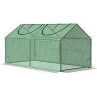 Mini serre avec 2 fenêtres enroulables, film PE haute densité (140 g/m²), 120 x 60 x 60 cm, vert foncé