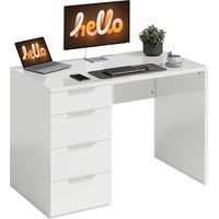 Scrivania Salvaspazio Tavolo Computer 4 Cassetti 110x61.5x75 cm Bianco