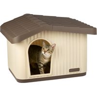 VOUNOT® Katzenhaus & Hundehütte Indoor Outdoor, Haustierhaus Winterfest und Wetterfest 60 x 51 x 41 cm, Beige