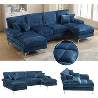 Modernes großes Chenille U-Shape Section Canapé avec double couches pour Salon Chambre Bureau Appartement Villa Salon Maison au cheminée