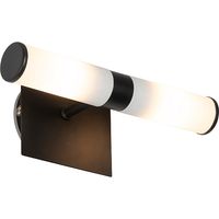 QAZQA Moderno Aplique moderno de baño negro IP44 2 luces - Bath Vidrio /Acero Alargada Adecuado para LED Max. 2 x 28 Watt