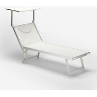 professionelle Strandliege Liegestuhl Sonnenliege aus Aluminium Santorini - Weiß