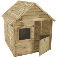 SOULET - Casita de Madera Tratada para Niños Marina 123x119x158 cm - Casita Infantil de Jardín con Suelo y Puerta - Madera de Pino Silvestre Certificada PEFC - Fácil Montaje