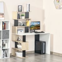 Bureau avec bibliothèque pour chambre - bureau PC en bois multicolore - bureau de bureau - 120x60x148cm