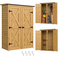 Abri de rangement en bois cabane jardin avec 2 étagères marron