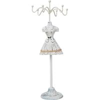 Display Stand Jewelry Stand Metal Earring Bracelet Key Storage White Jewelry Holder Table Decoration Girl Mannequin Shape with Cute Skirt (Style 3)