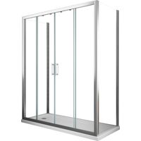 U-förmige Duschkabine, 3-seitig aus 6 mm Glas mit zentraler Schiebeöffnung mit 4 Flügeln, GRÖßE 87,5-90 feste Seitenwände und Tür, FEST + TÜR 153-158