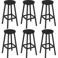 Klihome 6x Sgabelli da Bar, Sgabello da Bar con Gambe Poggiapiedi, Sgabello senza Schienale per Cucina, Sala da Pranzo e Bar, Nero