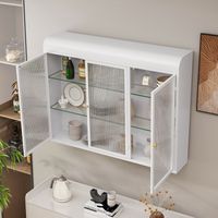 3 Door Arched Wall Mounted Glass Cabinets for Kitchen, Living Room and Bathroom(White)