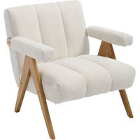 Wahson Sillones relax en Chenille, Silla acolchada con reposabrazos, Cómoda silla de lectura con patas de madera, Avena