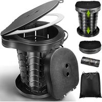 Toilette Portable Camping avec Couvercle, WC Portable avec Sac Poubelle, Toilettes Sèches, pour Le Camping, Les Barbecues, Les Voyages, la Pêche, la Plage et L'auto-Propulsion