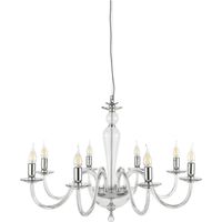 Lampada a sospensione D84 cm PAGANINI a 8 LUCI in vetro lavorato a mano CROMO
