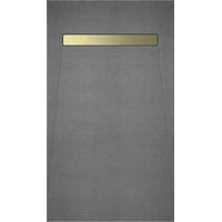 receveur de douche à carreler 160x80 cm avec bonde écoulement linéaire - grille finition or brossé