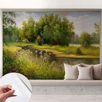 Papier peint autocollant adhésif avec imprimé motifs uniques apparence moderne Paysage rural 208x146 cm