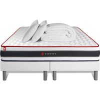 Ensemble matelas sommier Energy 180 x 200 cm - Couleur : Blanc avec 2 oreillers et couette