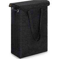 (Black) 45 Litre Slimline Foldable Laundry Hamper with Lid - Extra Large Capacity Laundry Hamper - 39x19x60cm - Narrow Laundry Hamper