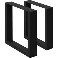 ECD Germany Lot de 2 Pieds de Table 40x43 cm Noir, Acier Peint par Poudrage, Design Industriel, Cadre Métal Profil Carré, Piétement de Meuble Patins de Banc Support Robuste Mobilier Salle à Manger