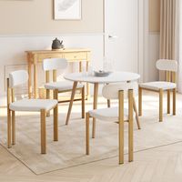 Juego de 4 sillas de comedor ESMA de metal efecto madera y tela bouclette