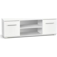 Mueble TV Cirveso 109, Blanco + Blanco brillante, Número de puertas: 2, Número de cajones: 0, 137x44x40cm