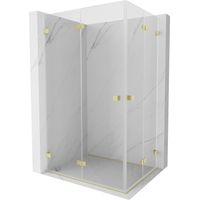 Mexen Lunar-F Duo cabina de ducha plegable 100 x 75 cm, transparente, oro cepillado - 836-100L-075P-55-00