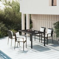 vidaXL 5 Piece Garden Dining Set with Cushions Black Poly Rattan