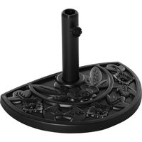 Base per Ombrellone Semicircolare da 9 kg in HDPE, Cemento e Metallo con Motivi Floreali, Ø50x32x32 cm, Nero
