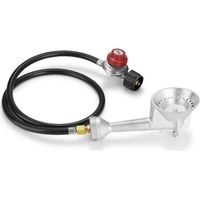 ALLIANDISTête de brûleur ronde en fonte haute pression, tête de brûleur au propane avec régulateur de propane haute pression réglable de 4 pieds 20 PSI avec tuyau et raccords en laiton