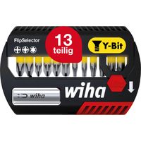 Wiha Bit Set FlipSelector 13tlg. I Y-Bit 25 mm I PH, PZ, TORX I magnetischer Bithalter I Zubehör für Schraubanwendungen I Öffnen per Knopfdruck (41827)