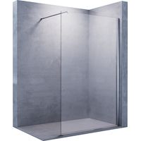 SONNI Walk In Dusche Duschwand Duschabtrennung Duschkabine 8mm Nanobeschichtung ESG Klarglas mit 120cm Stabilisator mit Duschwanne Schwarz 120x200cm