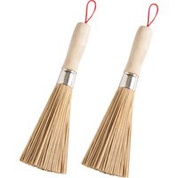 Bamboo Wok Brush - Natural Bamboo Kitchen Cleaning Brush for Pots and Pans - Heat Resistant - 2 Pack