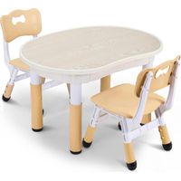 Tlgreen – Table enfant en forme de cacahuète avec 2 chaises – Hauteur réglable 48-60 cm – Dimensions 80x60 cm – Sûre et ergonomique pour 2-10 ans