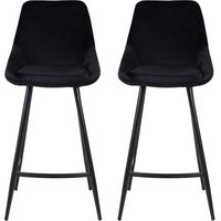 Lot de 2 chaises de bar H75 cm en velours noir - ORMOY
