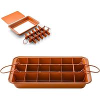 BEBUSINGOTO Antihaftbeschichtete quadratische Brownie-Pfanne mit flachem Boden und Trennwänden zum Backen im Ofen