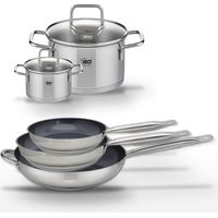 Lot de 3 Poêles 24/28/32 cm Elo Profi Therm Platinum et 2 Faitouts Elo Citrin