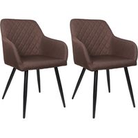 ALBATROS Esszimmerstühle 2er Set SILA, Braun - Modern und Stilvoll, bequemer Polsterstuhl - Eleganter Küchenstuhl, Stuhl Esszimmer oder Esstisch Stuhl im Retro-Look Stoff