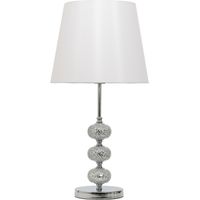 Sobremesa cromo tres bolas mosaico espejo pantalla lona blanca 1xE27
