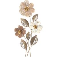 Décoshop26 – Tenture murale en métal rose/or 46x88 cm – Motif feuilles et fleurs – Décoration murale à suspendre – DEC05093