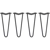 4 x 12" Hairpin Legs - 2 Prong - 10mm - Black