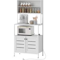 Étagère cuisine prise Support micro-ondes 2 ports USB compartiments Blanc