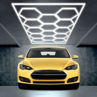 Barberpub Hexagon LED Garage Light, 68970LM 6500K Hexagon LED Beleuchtung für Werkstatt, Friseursalon, 14 Grid, LP004N/dimmbar, PVC-Rahmen