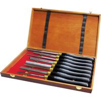 Holzmann – Ciseau à bois 8 pcs – Gouges HSS pour tournage bois – Longueur max 47 cm – Manches en bois pour coupe précise